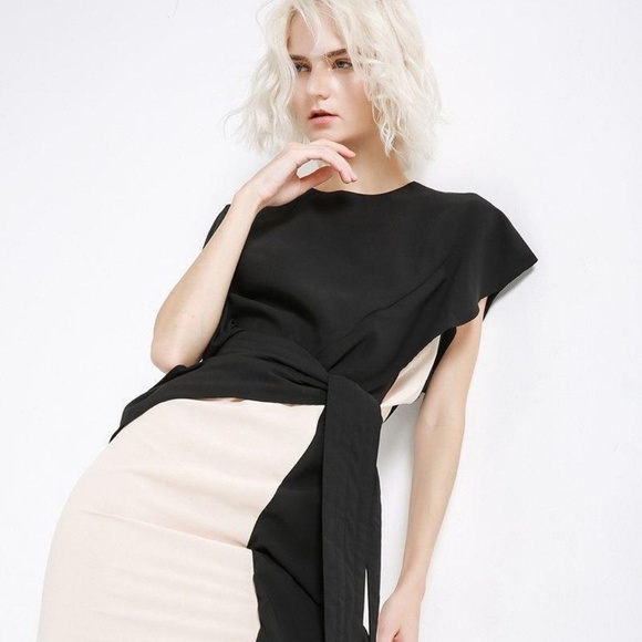 NWT Colorblock Dress in Cream and Black - Picture 2 of 3